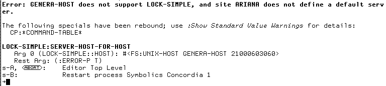 An example lock failure error